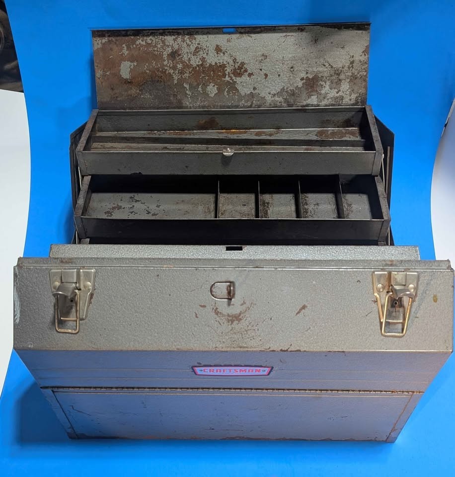 Vintage Craftsman #6536 Tombstone Metal Tool Box Cantilever Roof w/ Trays – STP