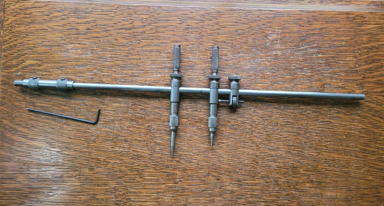 Vintage Brown & Sharpe No. 845 Trammel Points w/16 1/2″ Beam Machinist Tool USA