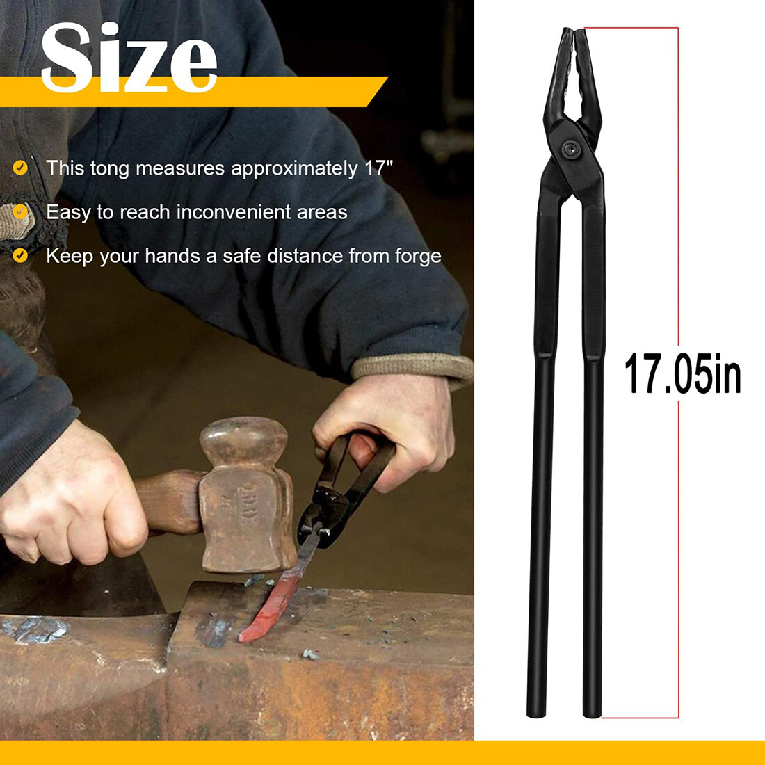 17″ Forge Wolf Jaw Blacksmithing Tongs For Beginner Bladesmiths Craftsmen Master