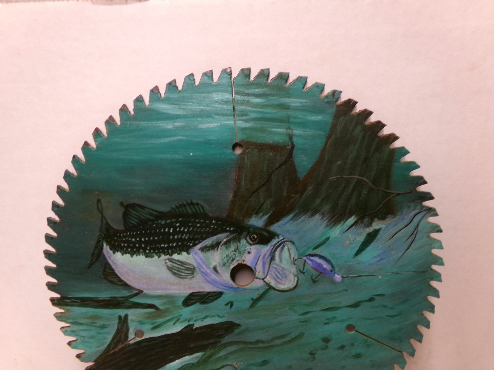 Hand Painted Circular Saw Blade 10″ Bass Fishing