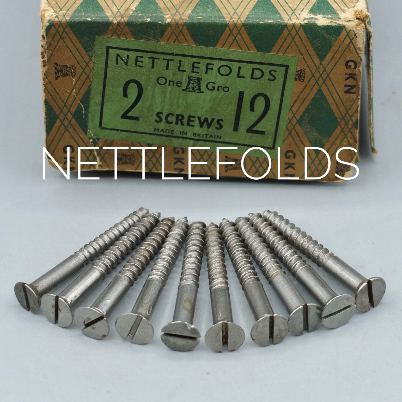 10 Nettlefolds Steel Countersunk Screws Slotted Head 2″ x 12 Gauge