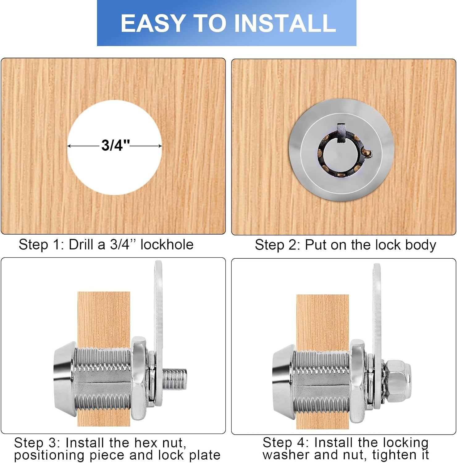 6-Pack 7/8′ RV Storage Locks Keyed Alike Camper Trailer Cabinet Locks