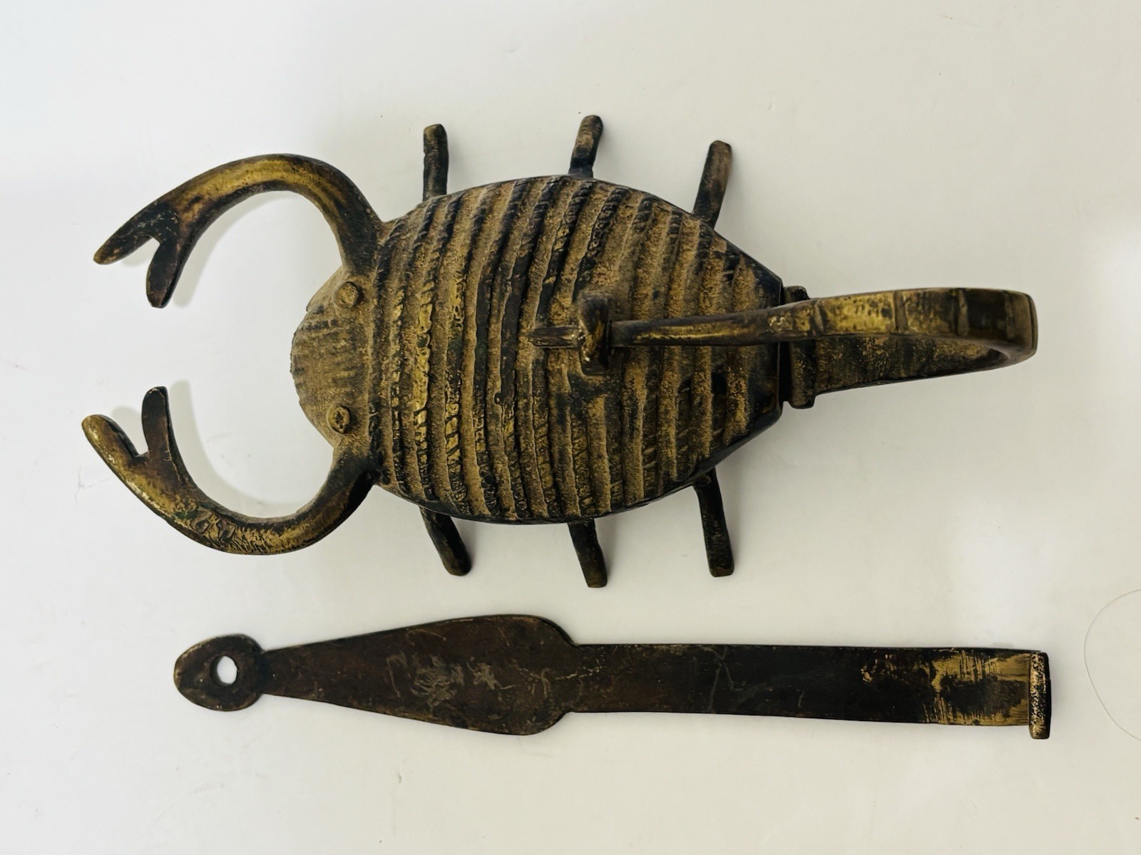 Egyptian Theme Decorative Lock Scorpion Design Handmade Brass Vintage