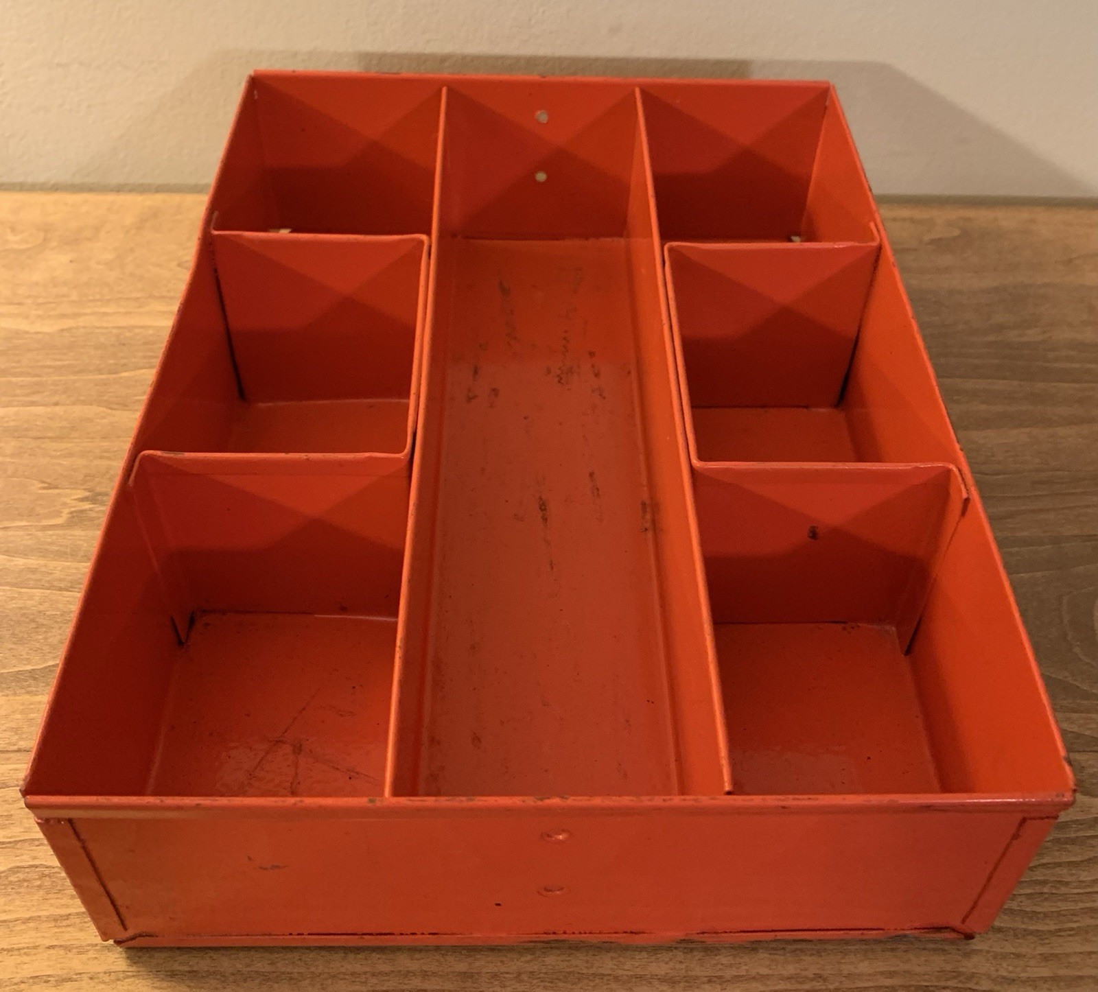 Vintage U-HAUL Metal Orange Caddy Tray Caddy Carrier Organizer Toolbox NO HANDLE