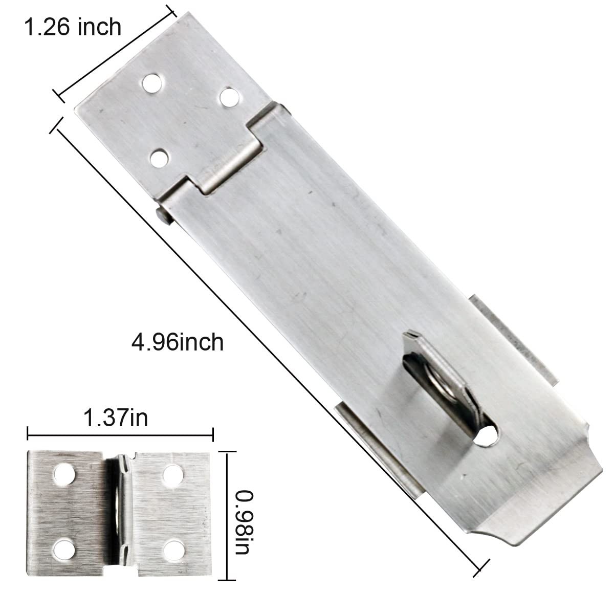 Arlai 4″ 4.96*1.26 inch, 1 stainless steel door bolt hasp +1 Iron padlock