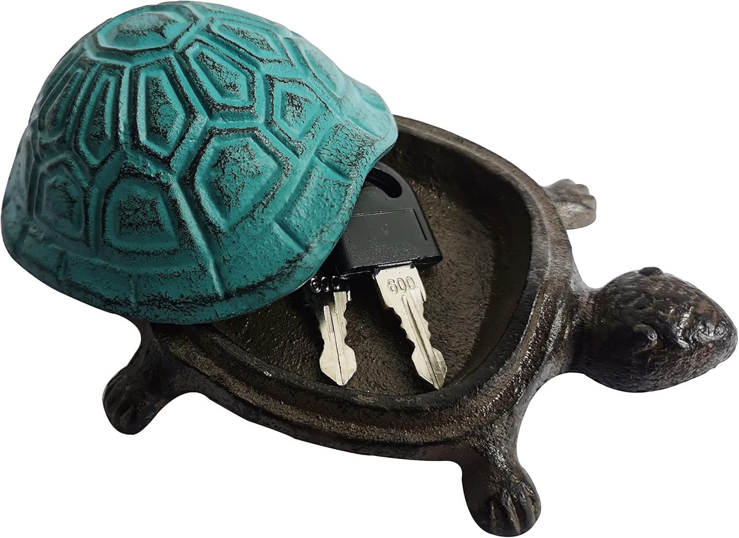 Cast Iron Turtle Key Hider for Garden and Indoor Decor Antique Blue