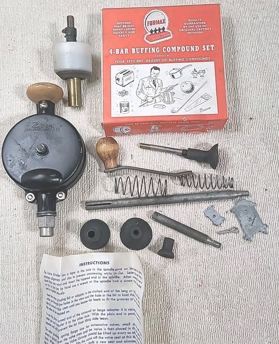 Vintage ZIM No 301 Valve Grinder Lapper Tool USA MADE Original Box, Compound Lot