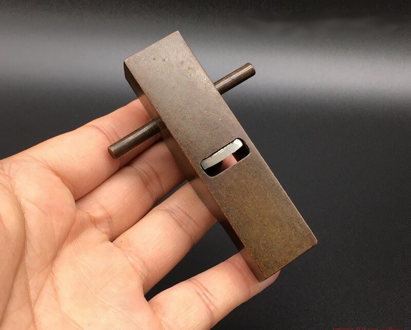 Vintage Solid Brass Coffin Smoothing Wooden Plane Tea Zen Table Decor