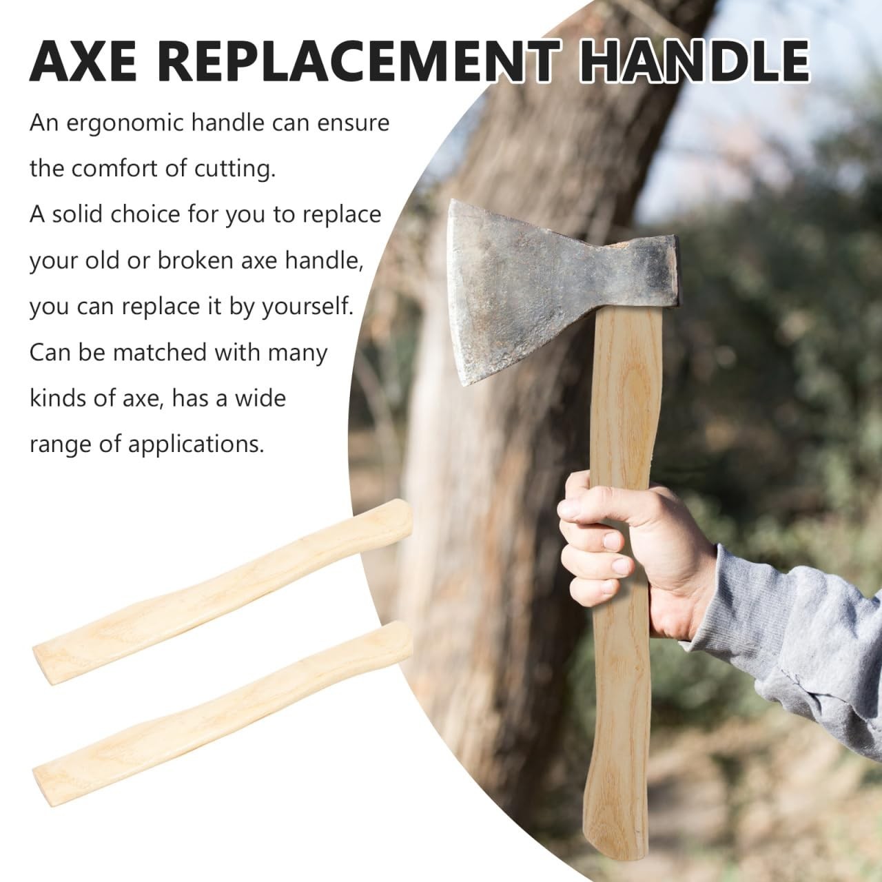 10 Pcs Camping Hatchet Replacement Handle – 14.9 Inch Hickory Wood, Outdoor Gear