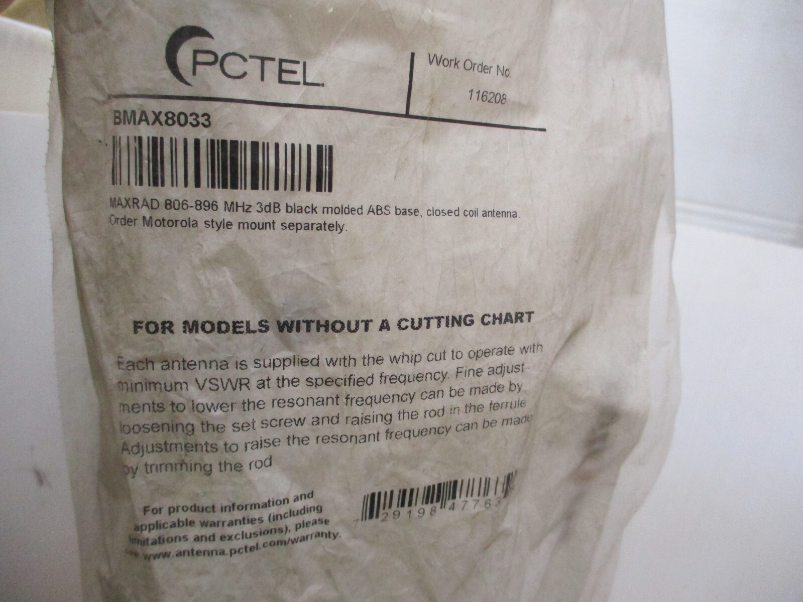 Pctel Bmax8033S Maxrad – 806-896 Mhz 3Db 150 Watt