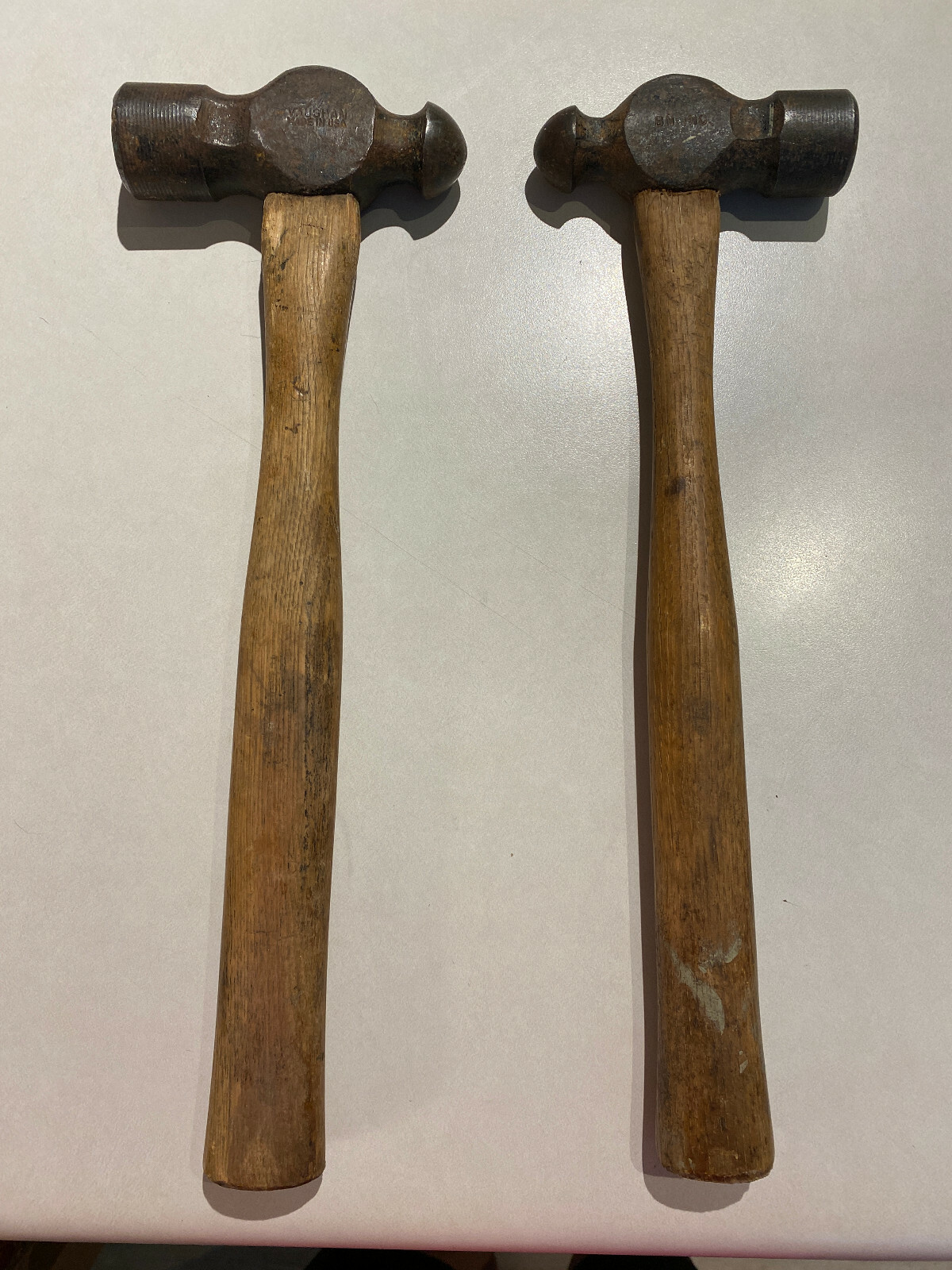 Two Vintage VAUGHAW Ball Peen Hammers.