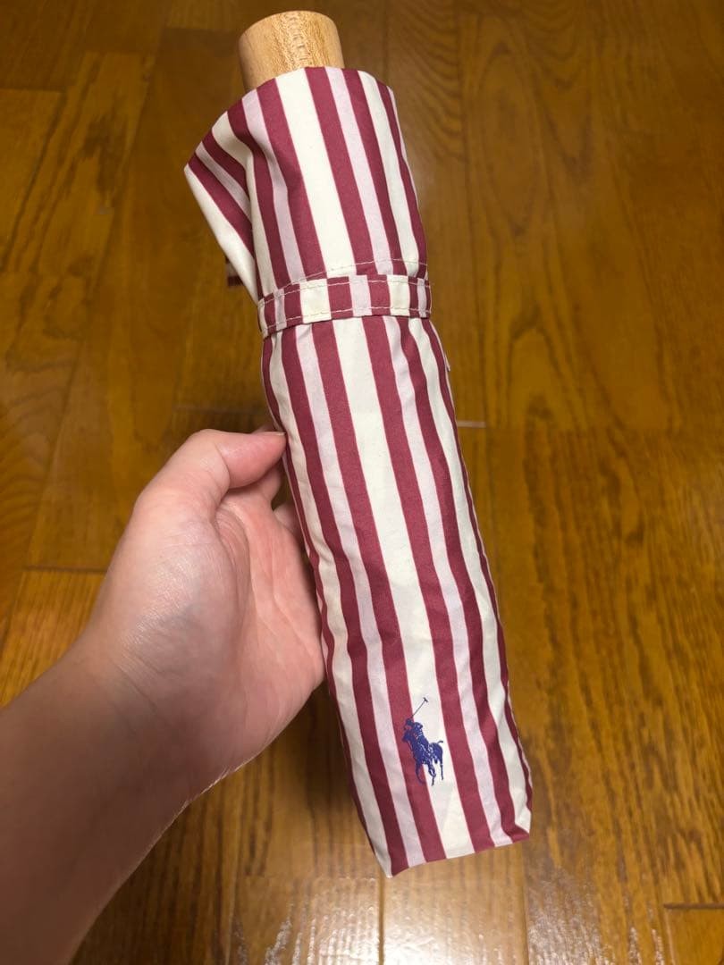 Polo Ralph Lauren Folding Umbrella Red White Stripe Used