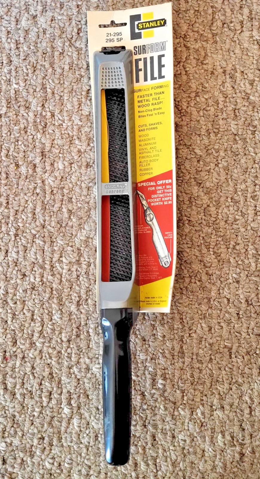 Vintage Stanley Surform File 21-295 NOS