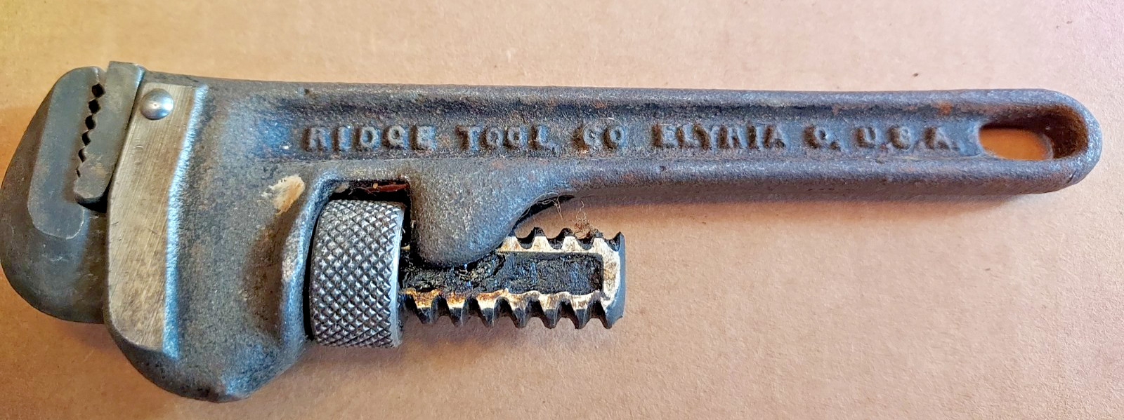 Vintage Ridge Tool Co Ridgid 6” Pipe Wrench Elyria Ohio USA.