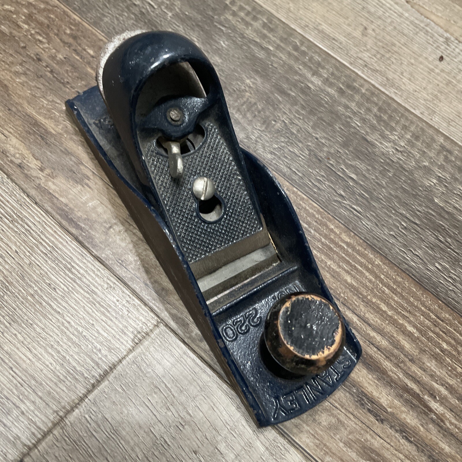 Vintage Stanley 220 Hand Block Plane Black Smooth Bottom Made In USA