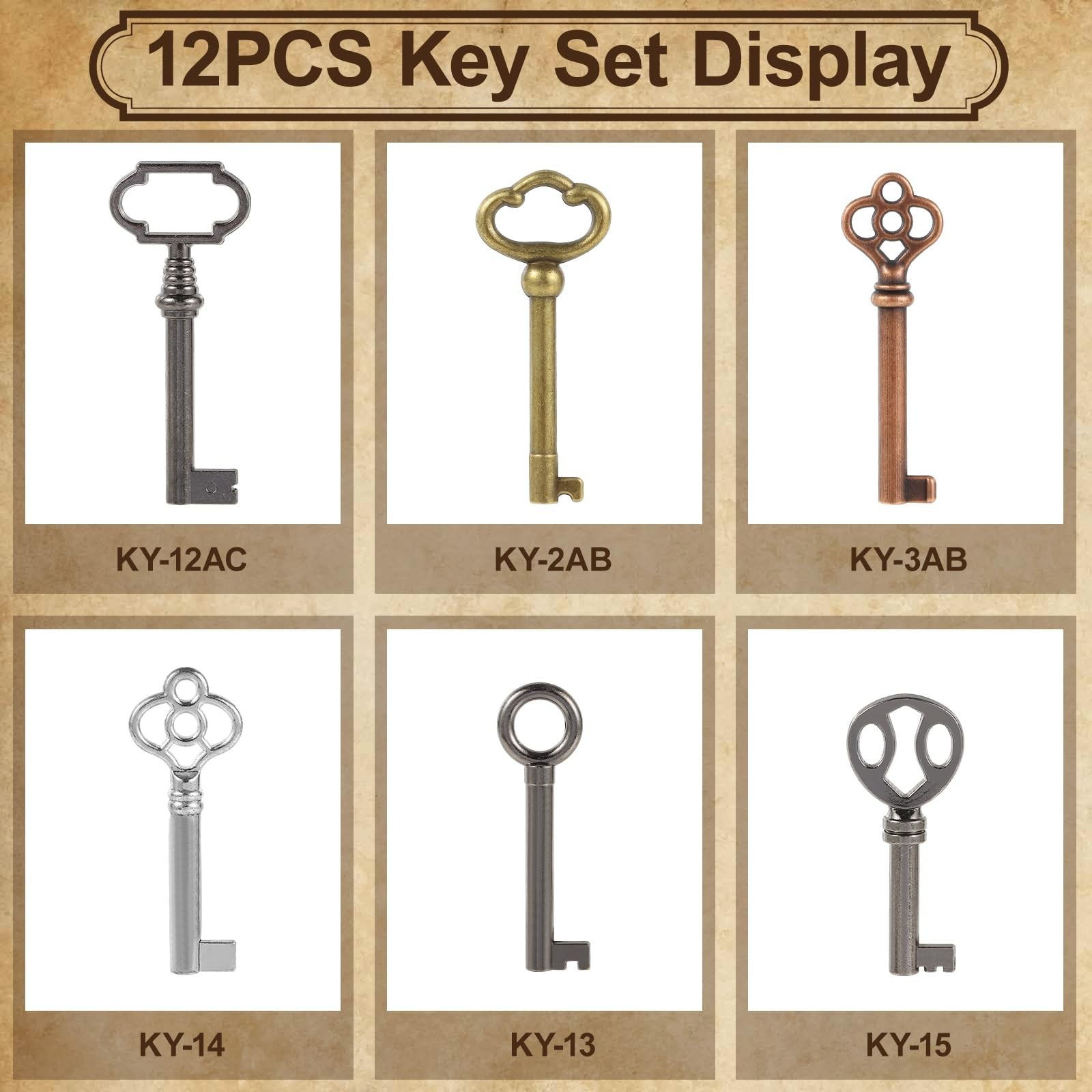 12PCS Hollow Barrel Skeleton Key, Hollow Skeleton Keys, Vintage Furniture, Vi…