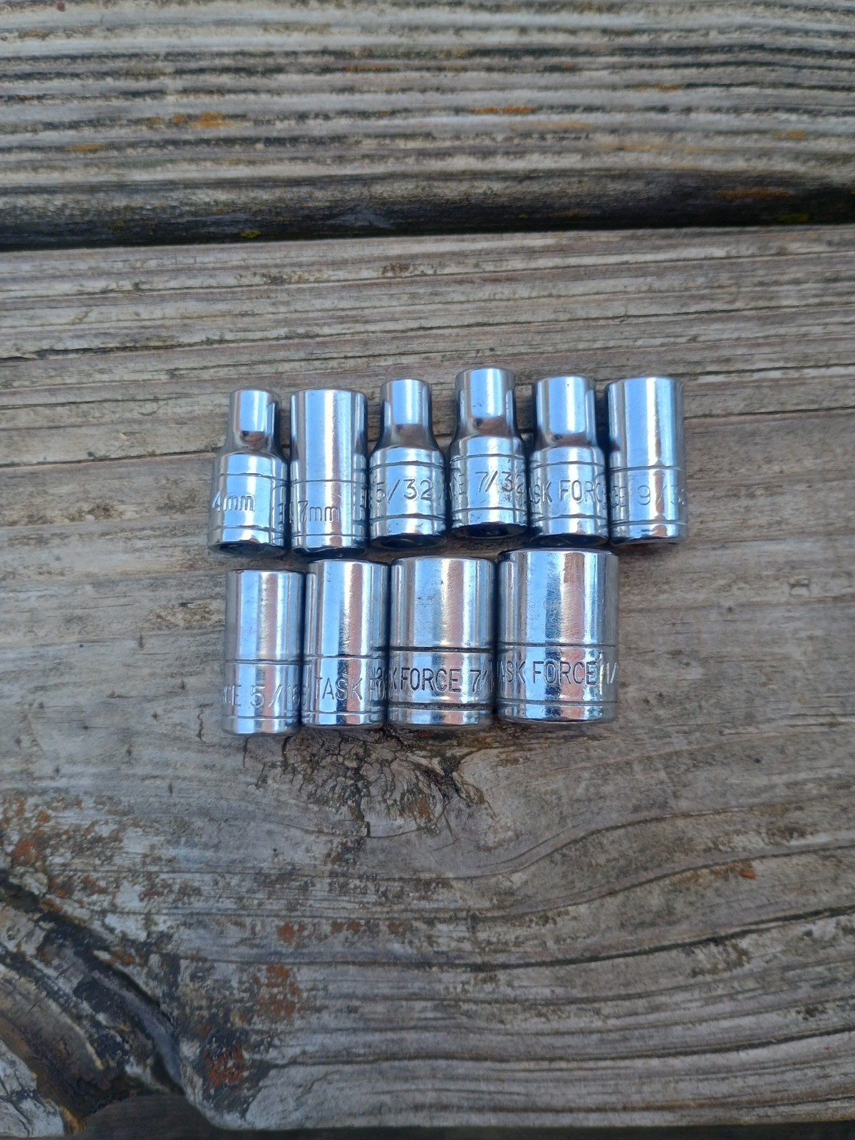 10 Task Force 1/4″ Dr Sockets 4mm 7mm 5/32 7/32 1/4 5/16 9/32 11/32 7/16 1/2