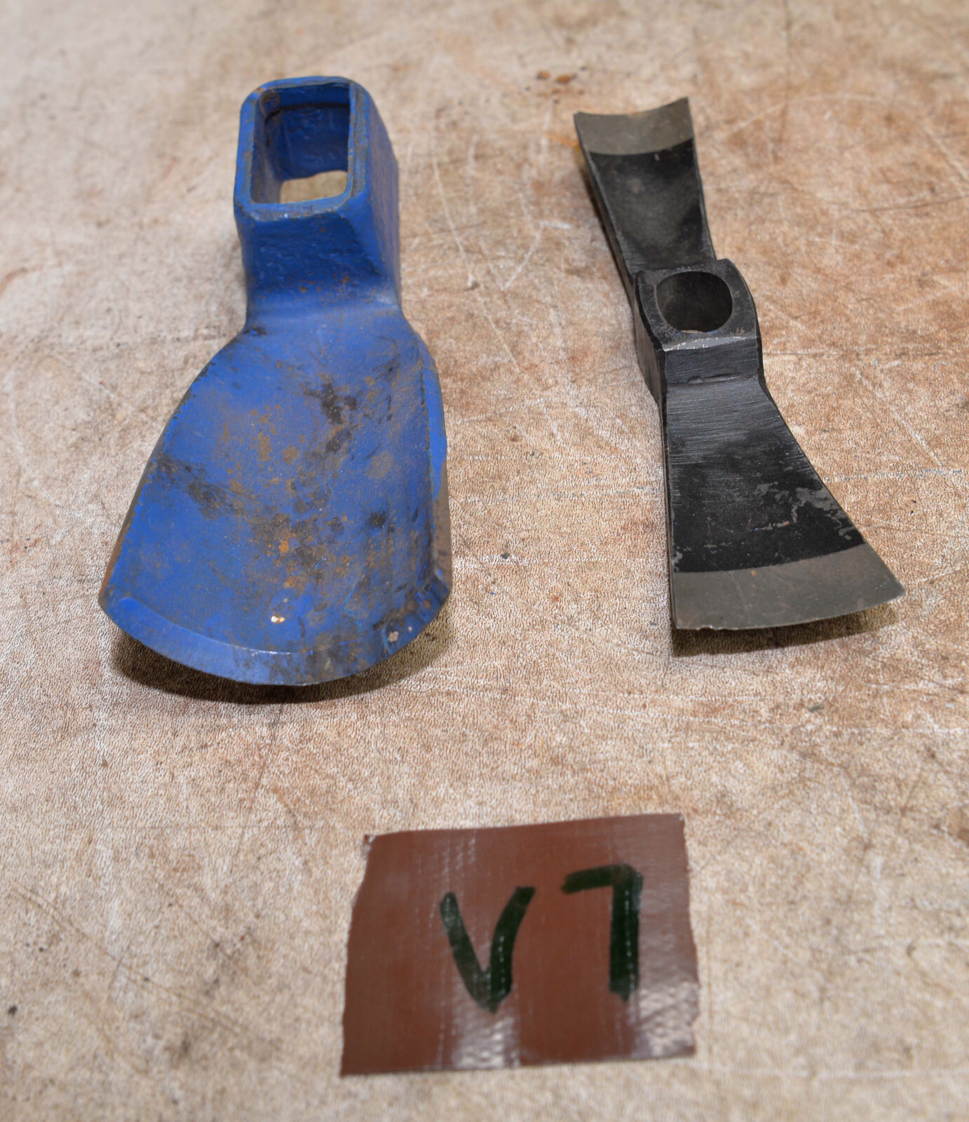 2 adze axe straight & curved 3″, 2″, 1 .5 head bowl totem carving tool lot V7