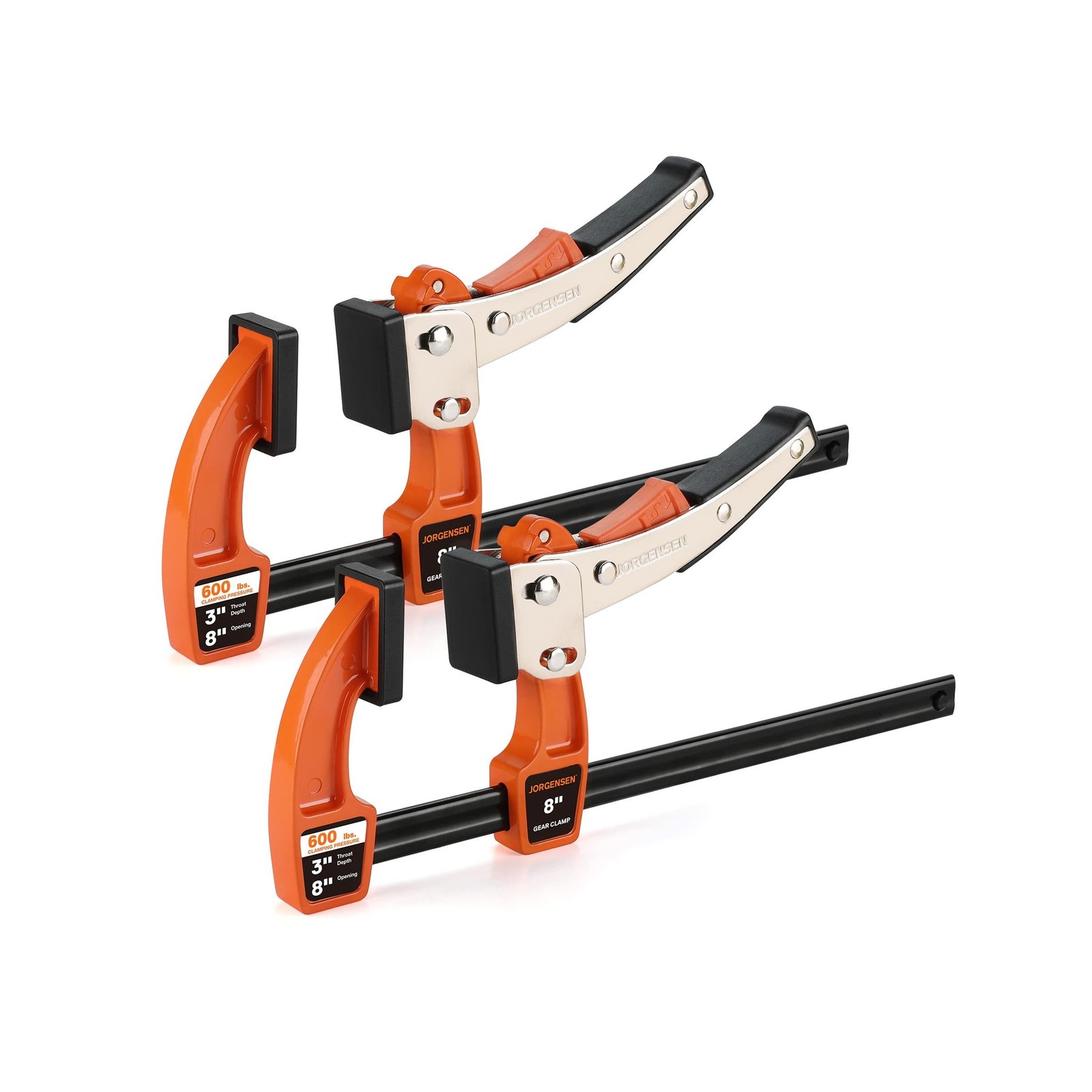 Jorgensen 8-inch Bar Clamp Set, Ratcheting Bar Clamp for Woodworking, Quick R…