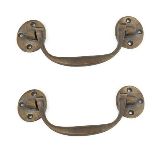 2 Large Solid Brass Sea Chest Box Handles 16cm Vintage Trunk Pull Handles Old St