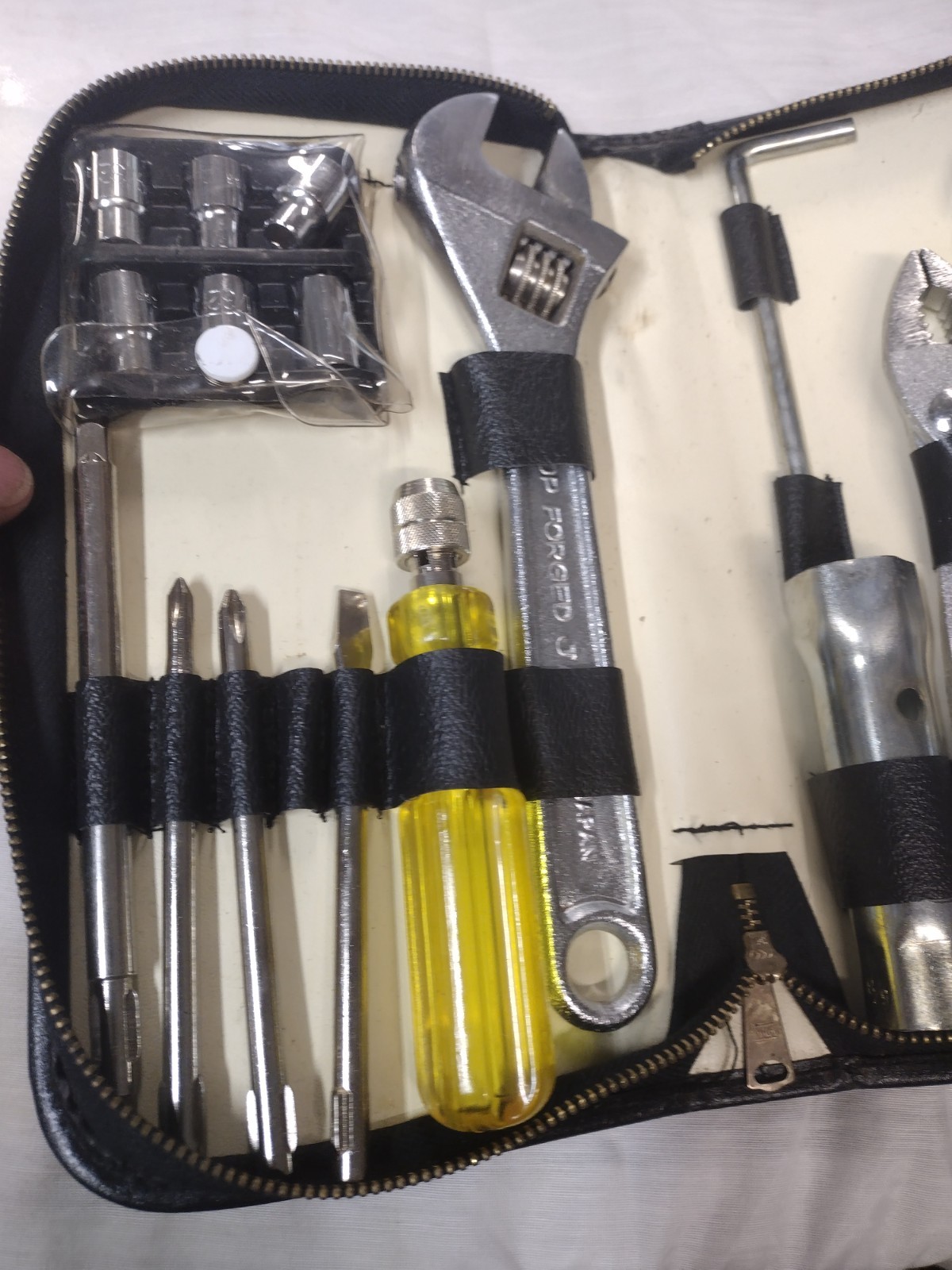 vintage automotive tool kit in zipper case
