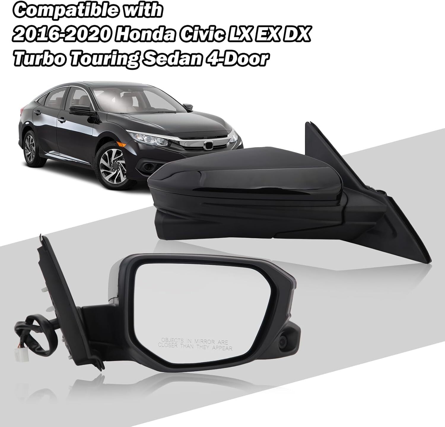 Passenger Side View Mirror Compatible with 2016-2021 Honda Civic Power Heated W.