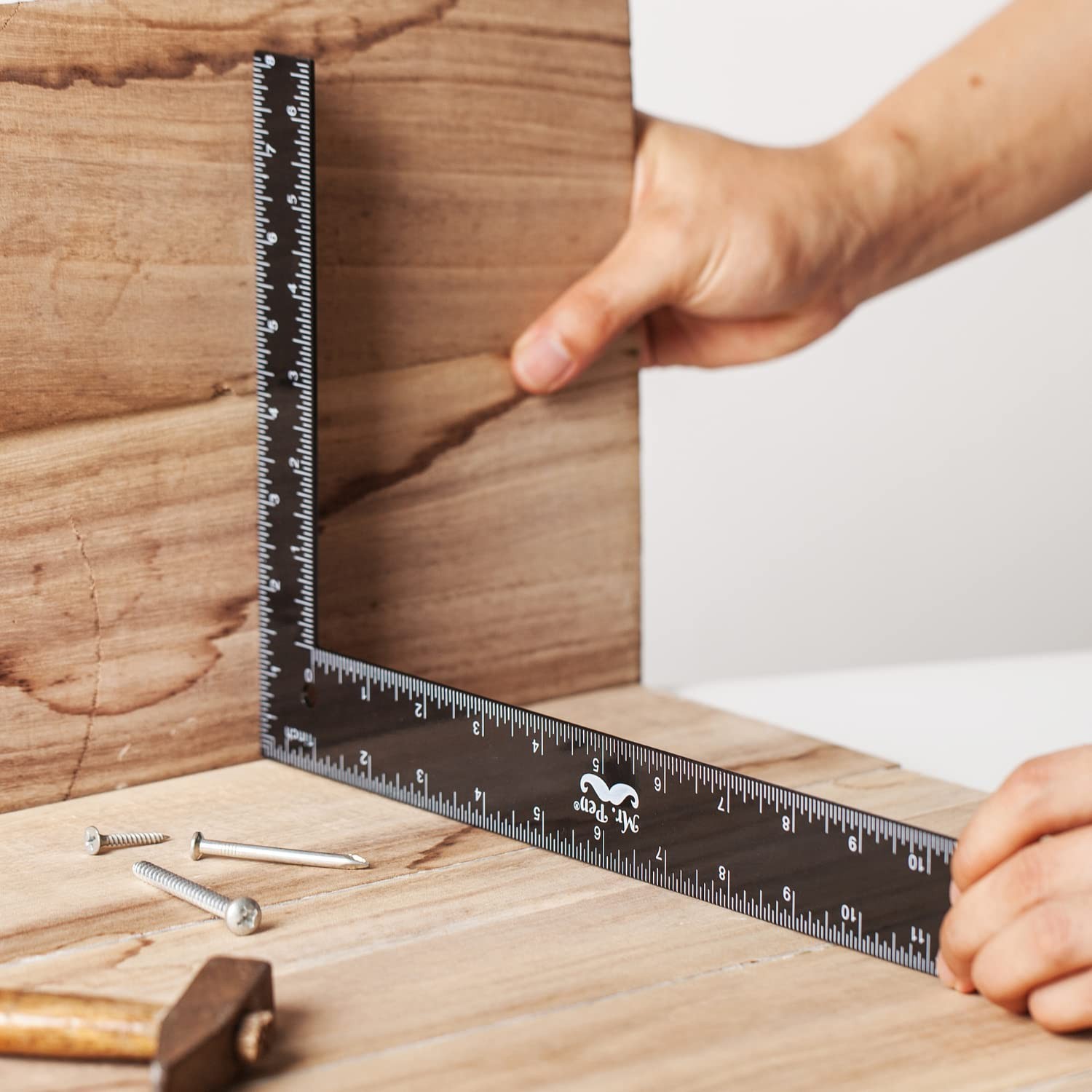All-Purpose Black Carpenter Square: 8 x 12 Inch Ruler for DIY & Professional Use