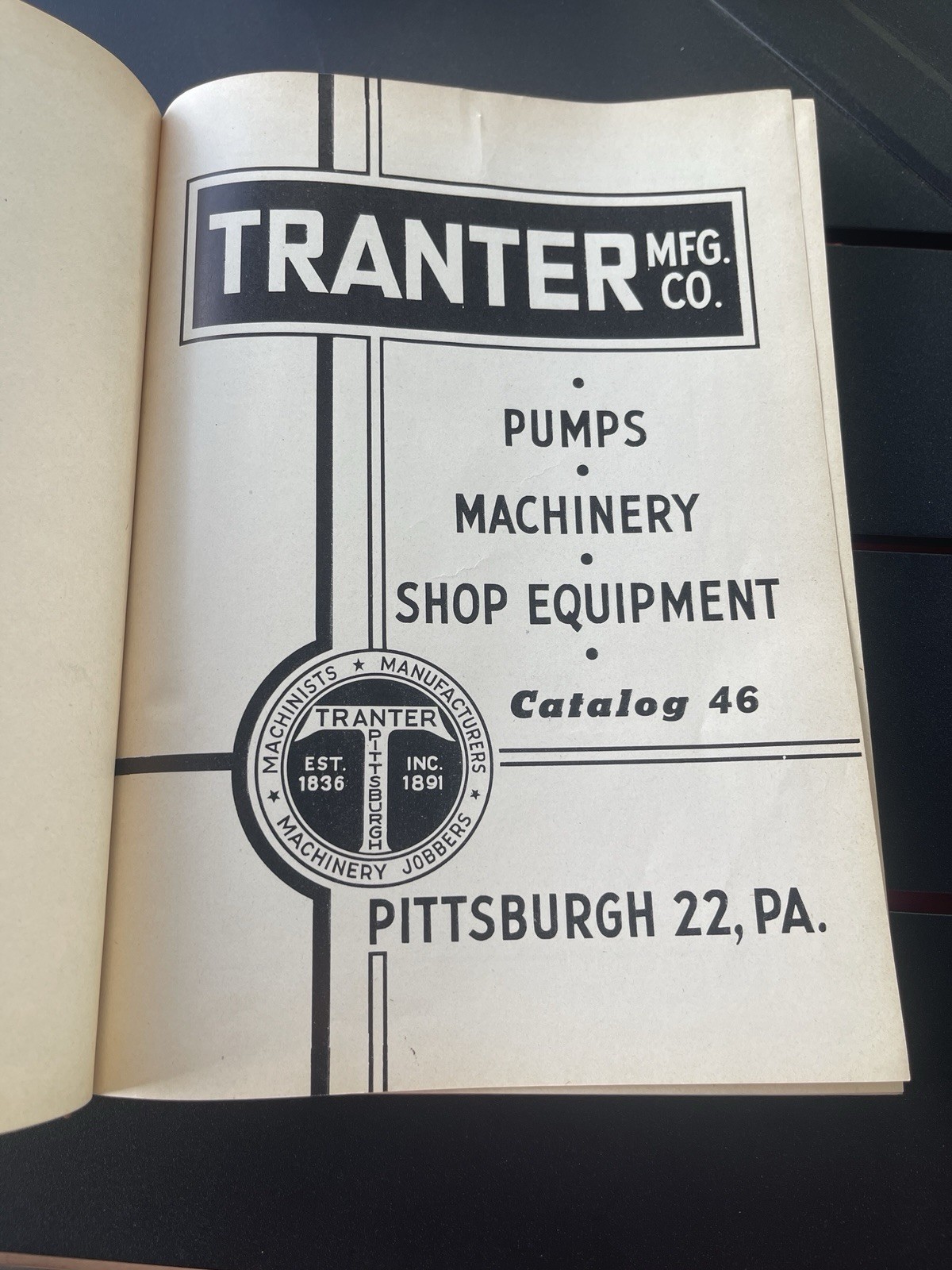 Tranter MFG CO Pumps, Machinery, Shop Equipment Catalog 46 Hardcover Pittsburgh