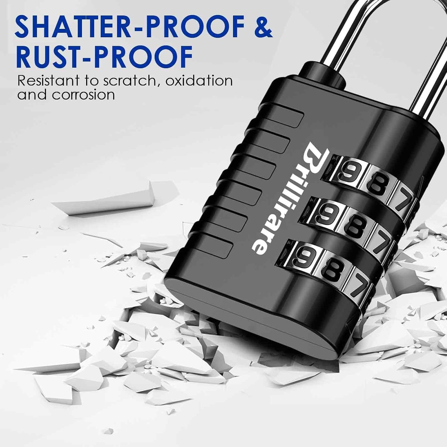 8 Pack Combination Lock, 3-Digit Waterproof Keyless Padlock, Zinc Alloy Outdoor