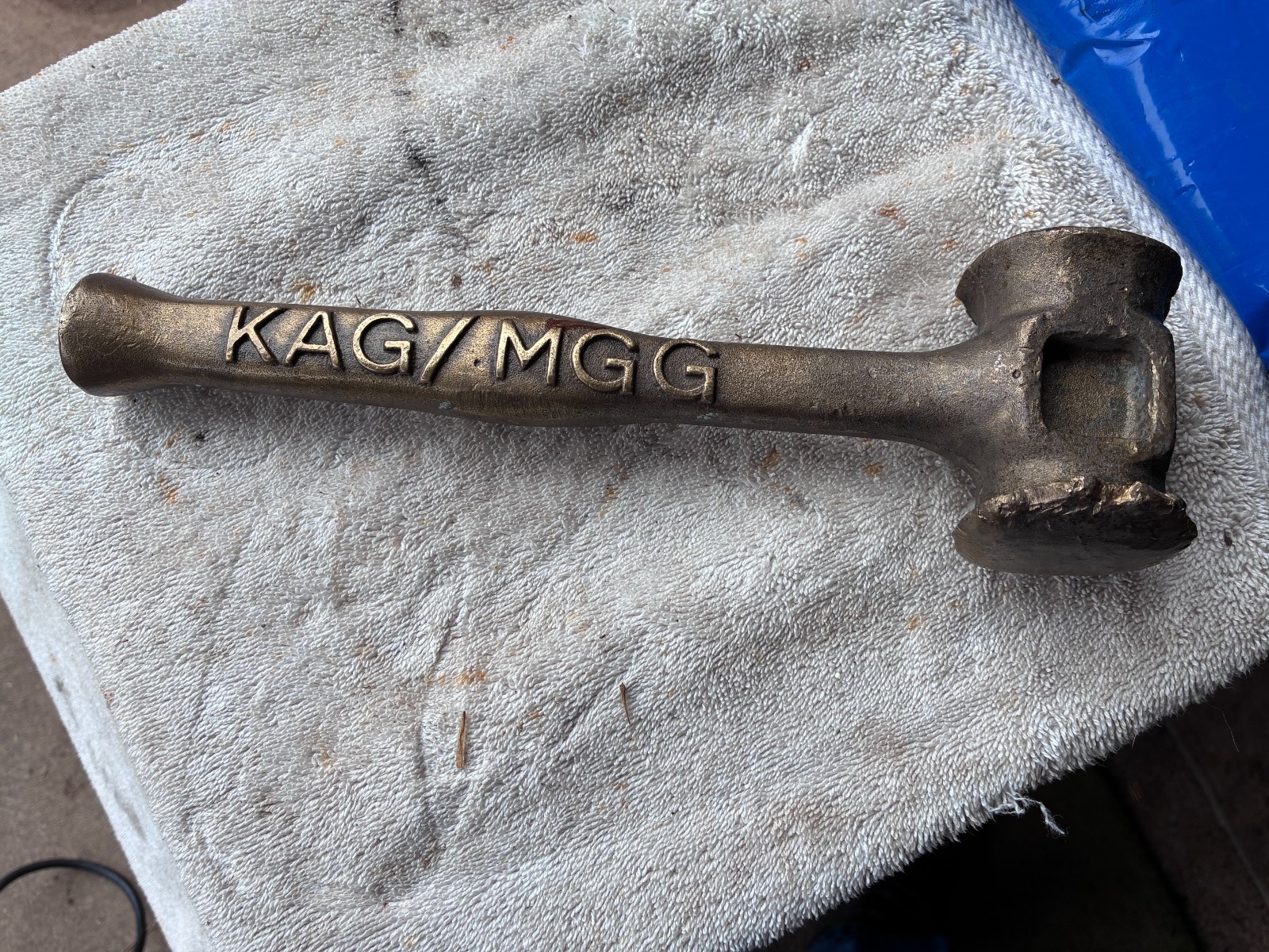 4lb Brass Hammer and Handle 11″ Non-Sparking Marked KAG/MGG