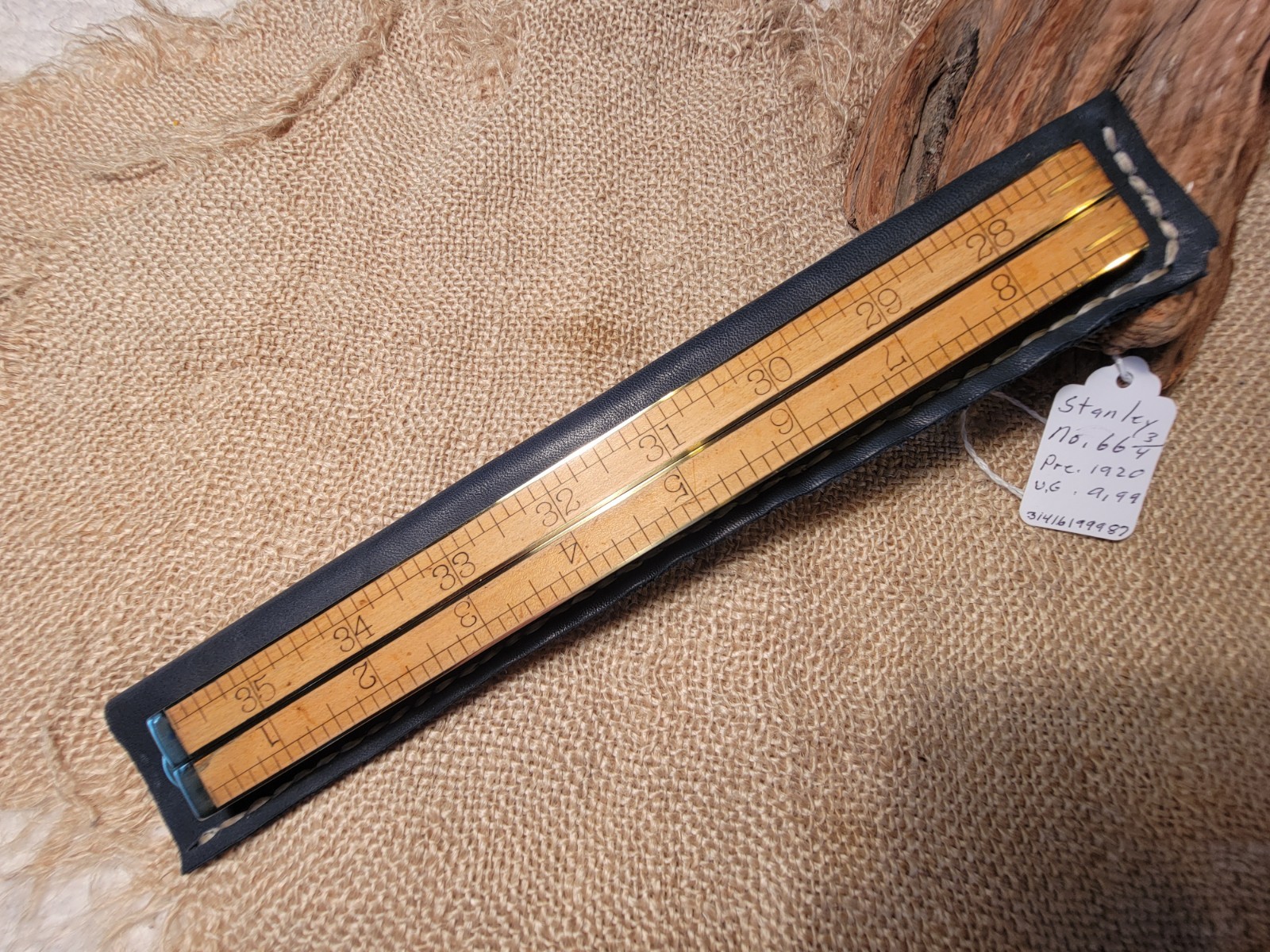 Antique STANLEY 66 3/4 Rule Ruler Brass Bound 36″ Hand Tool Pre 1920