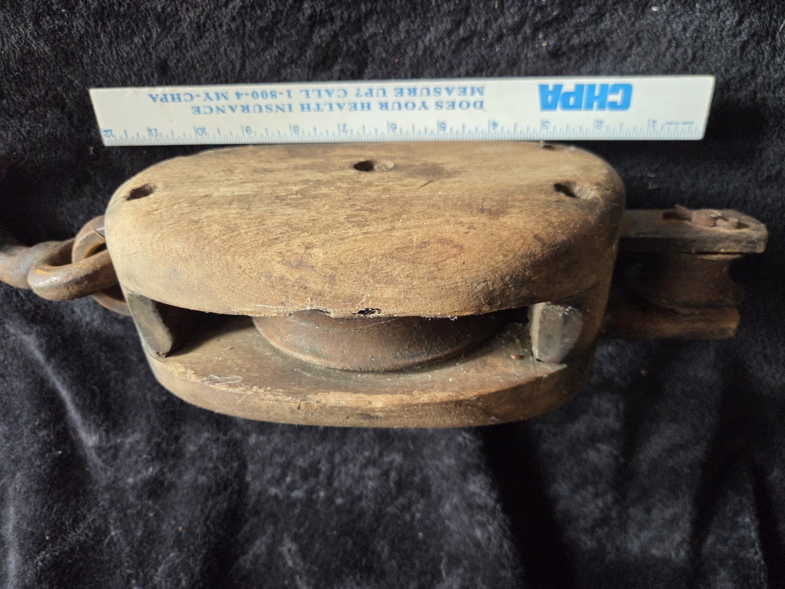 Vintage Antique Wood Steel Pulley – Barn Industrial Primitive Rustic Decor HUGE