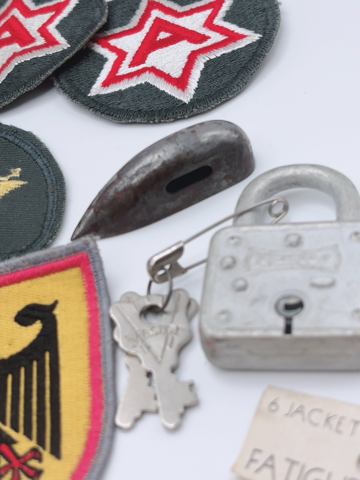 Lot Of Military Patches Locks Keys Vintage Padlock Old Collectibles