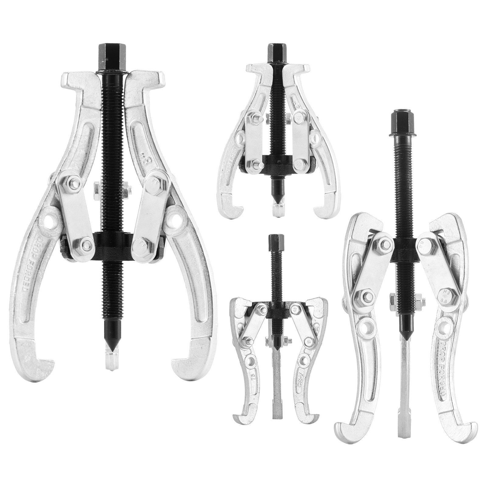 3in4in6in8in 4PC Industrial Puller Set Reversible 2Jaw 3Jaw Bearing Remover