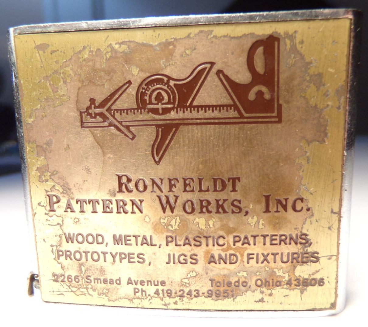 VTG RONFELDT PATTERN WORKS INC TOLEDO OHIO RETRACTABLE ADVERTISING TAPE MEASURE