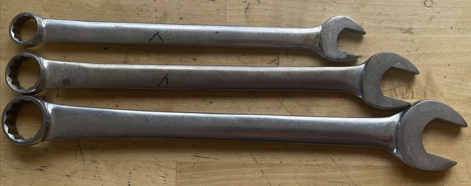 Vintage Set of 3 Blue-Point by Snap-on OEX Wrenches OEX 16, 20 and 24.