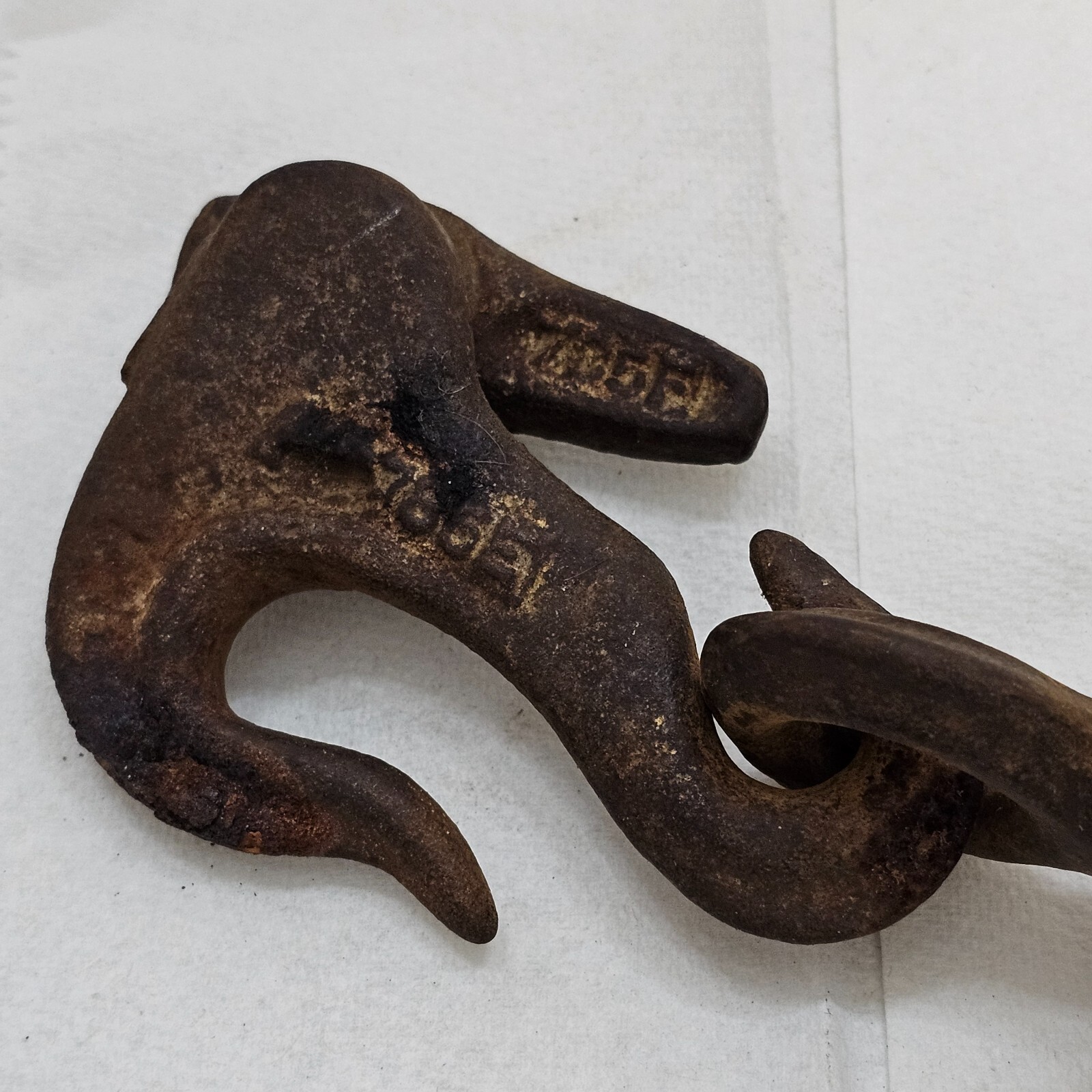 Steel Hook & Pulley System Double Sheave Line Stop Primitive VTG Works Rusty