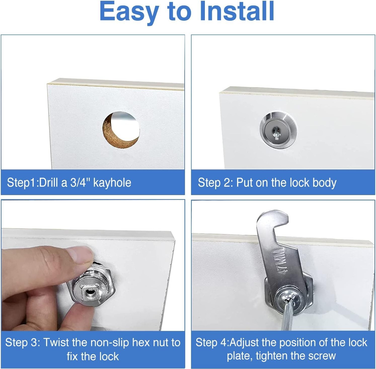 Cylinnda Cabinet Locks with Keys, 1-1/2″ Long Cam 1-1/2 Inch, 2 Pack