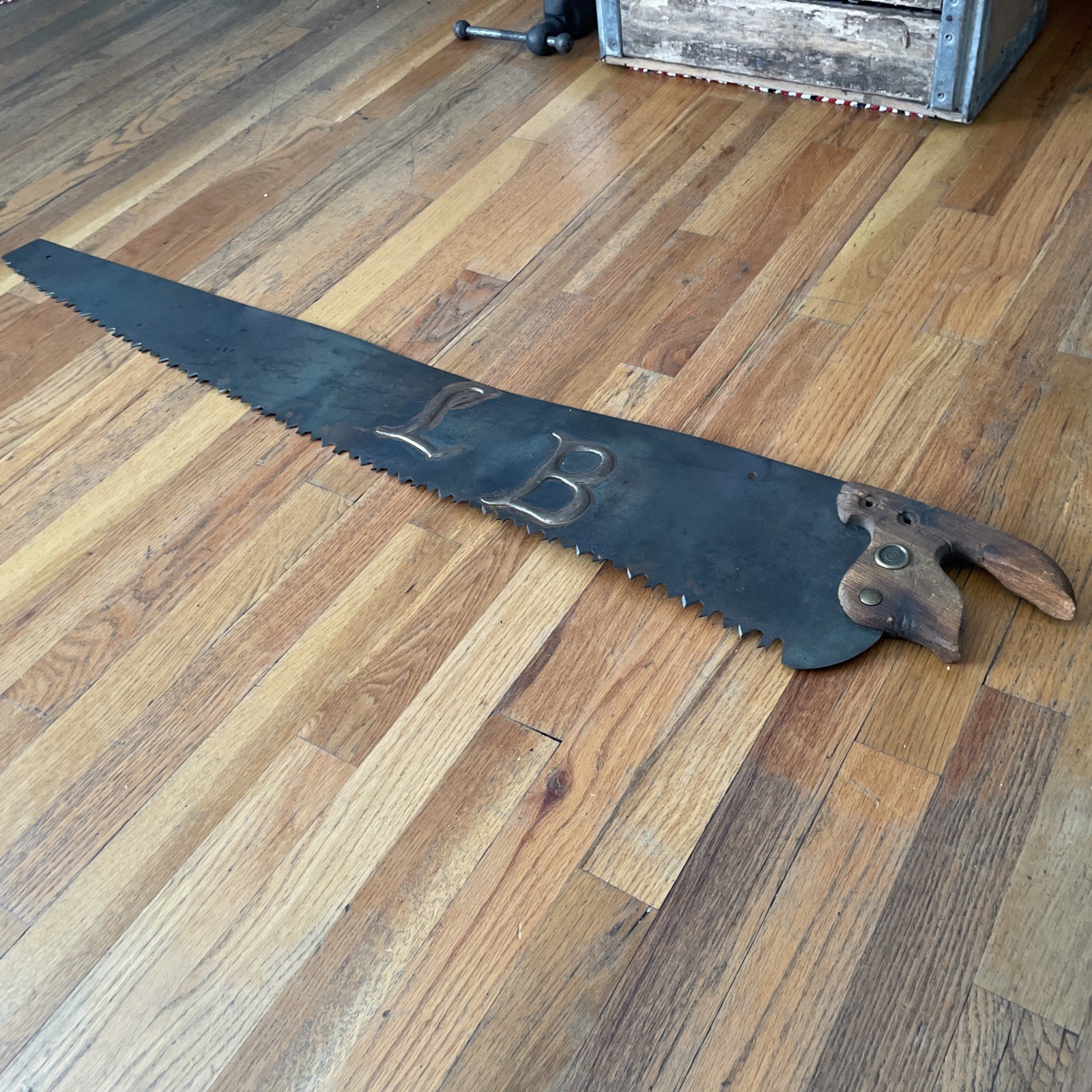 Antique 1877-1896 Disston SON / SONS 47” Crosscut 2 Man Logging Saw Philada RARE