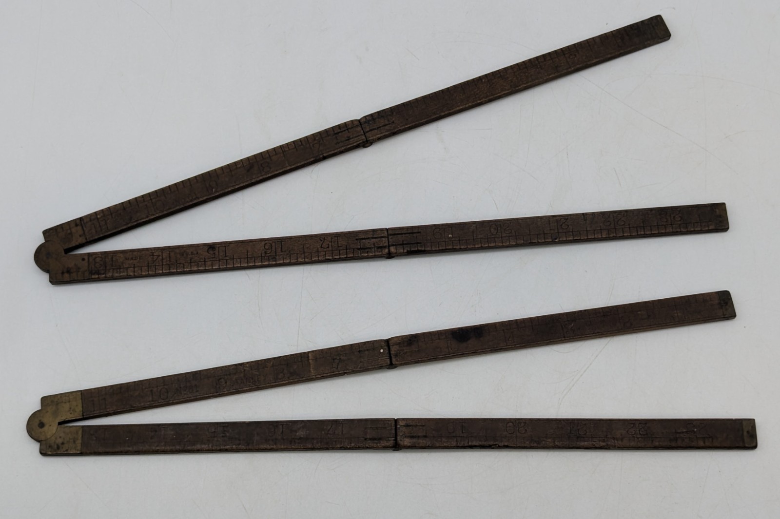 2 Stanley No 61 Sweetheart 24″ Wooden Brass Folding Rulers