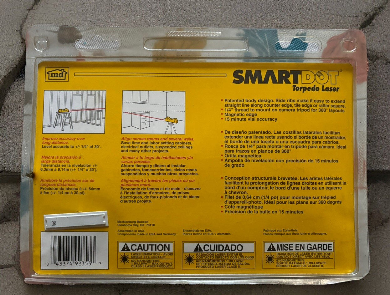 Macklanburg-Duncan SMARTDOT Torpedo Laser Batteries Included HTF Easy To Use