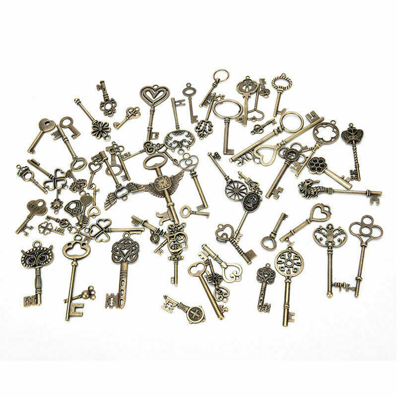 69PCS Skeleton Vintage Old Keys Multi Style Antique Bronze Lock Key New