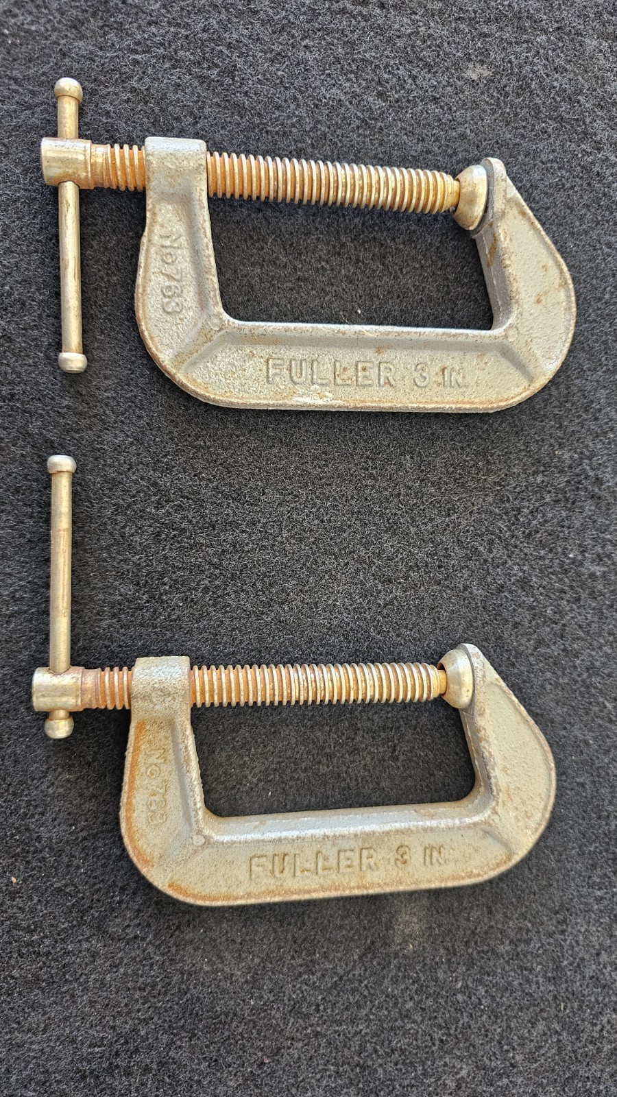 Vintage Fuller 3″ C Clamp Lot of 2 Heavy Duty Cast Iron Woodworking USA