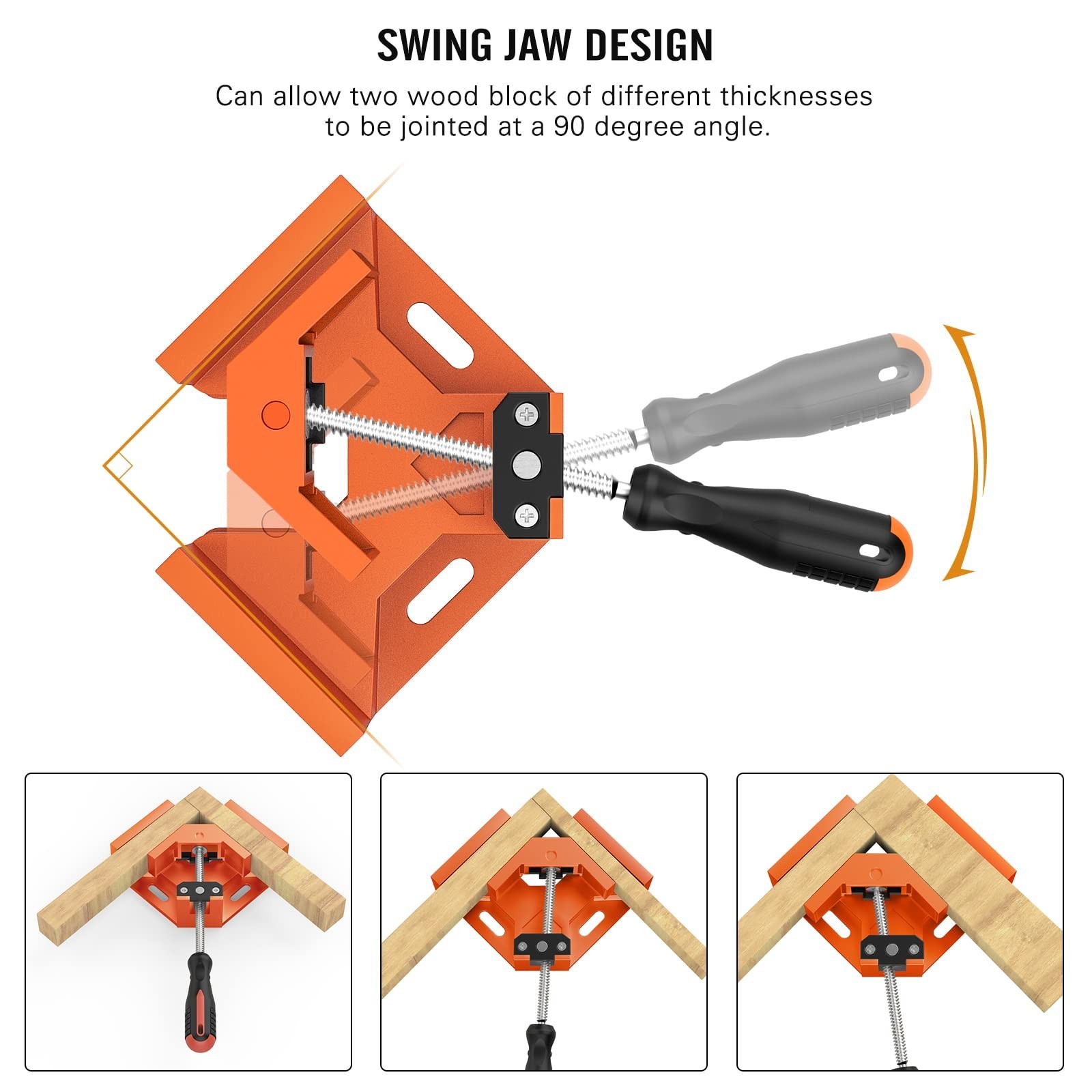 Housolution Right Angle Clamp, [4PACK] 90° Aluminum Alloy – Orange | Single