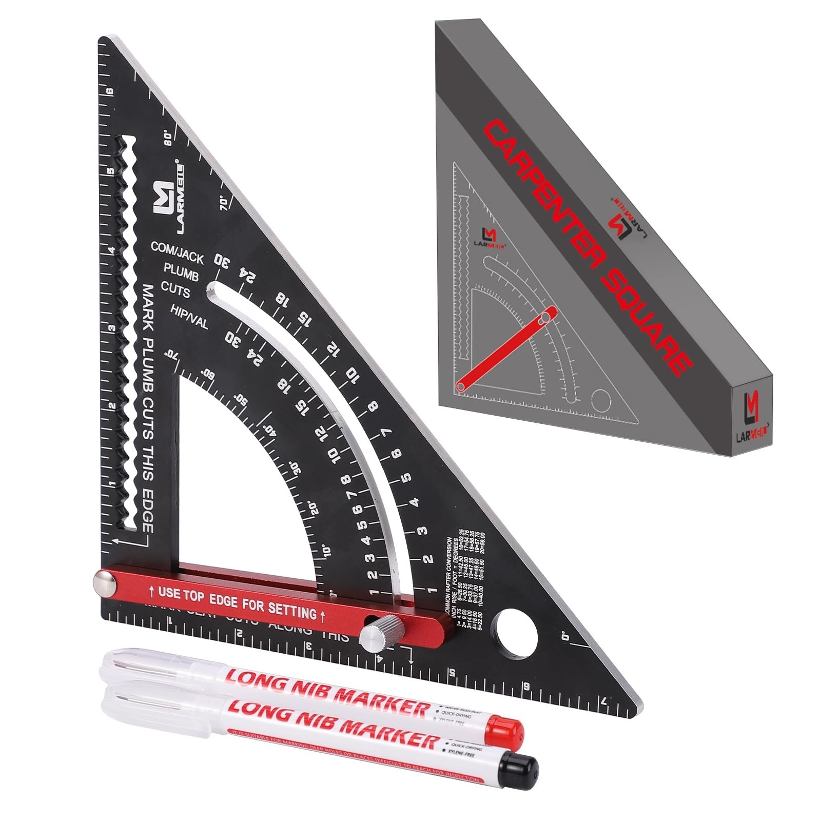 Adjustable 7″ Carpenter Square – Woodworking & Framing Tool, Aluminium Rafter Sq