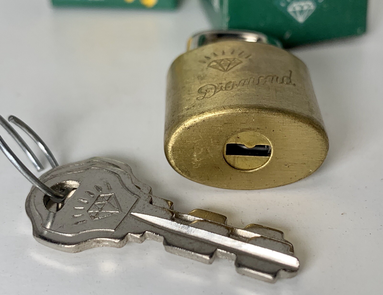 2pcs Vintage NOS Diamond Brand Luggage Padlocks 1 1/4” Tall: Brass 2 Locks NIB