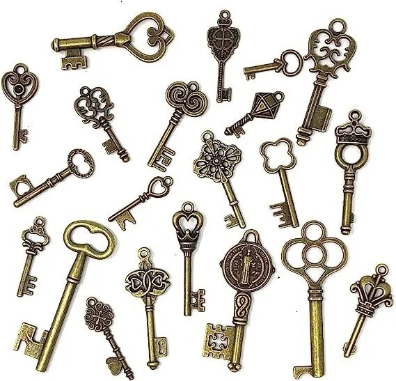 Lot Of 125 Vintage Style Antique Skeleton Furniture Cabinet Old Lock Keys Jewelr