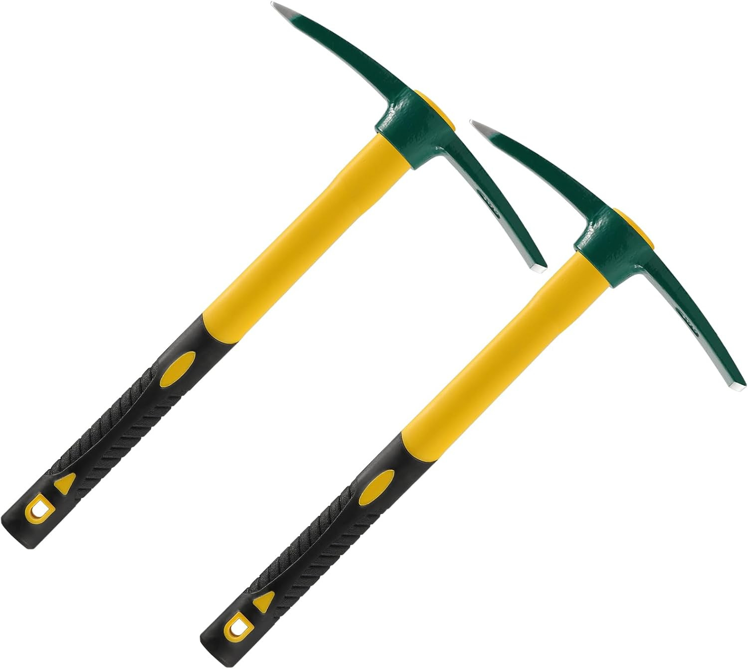 2 Pcs 17.7 Inches Pick Mattock Hoe, Forged Weeding Garden Pick Axe with Rubber H