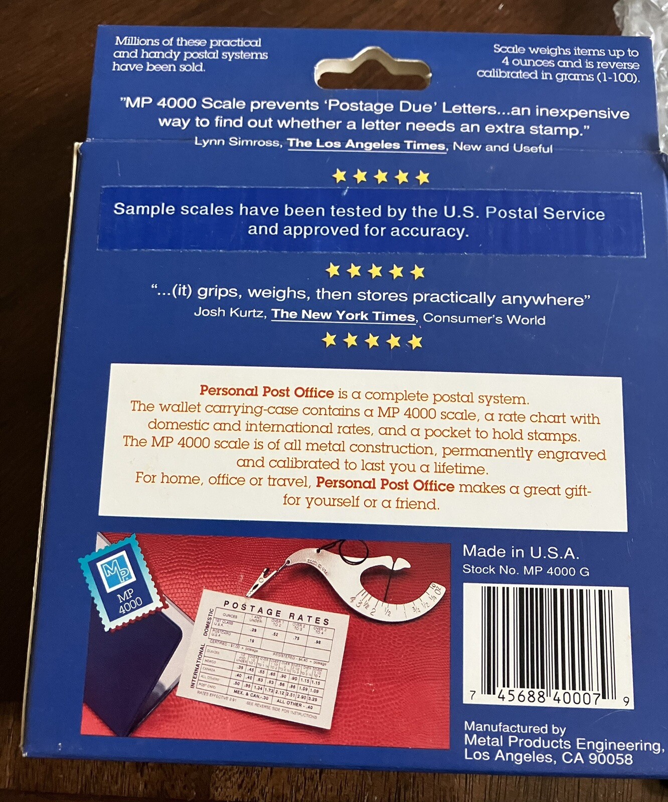 NIB Vintage 1999 Metal Pendulum Post Office Letter Scale Up To 4 Oz /100 Grams