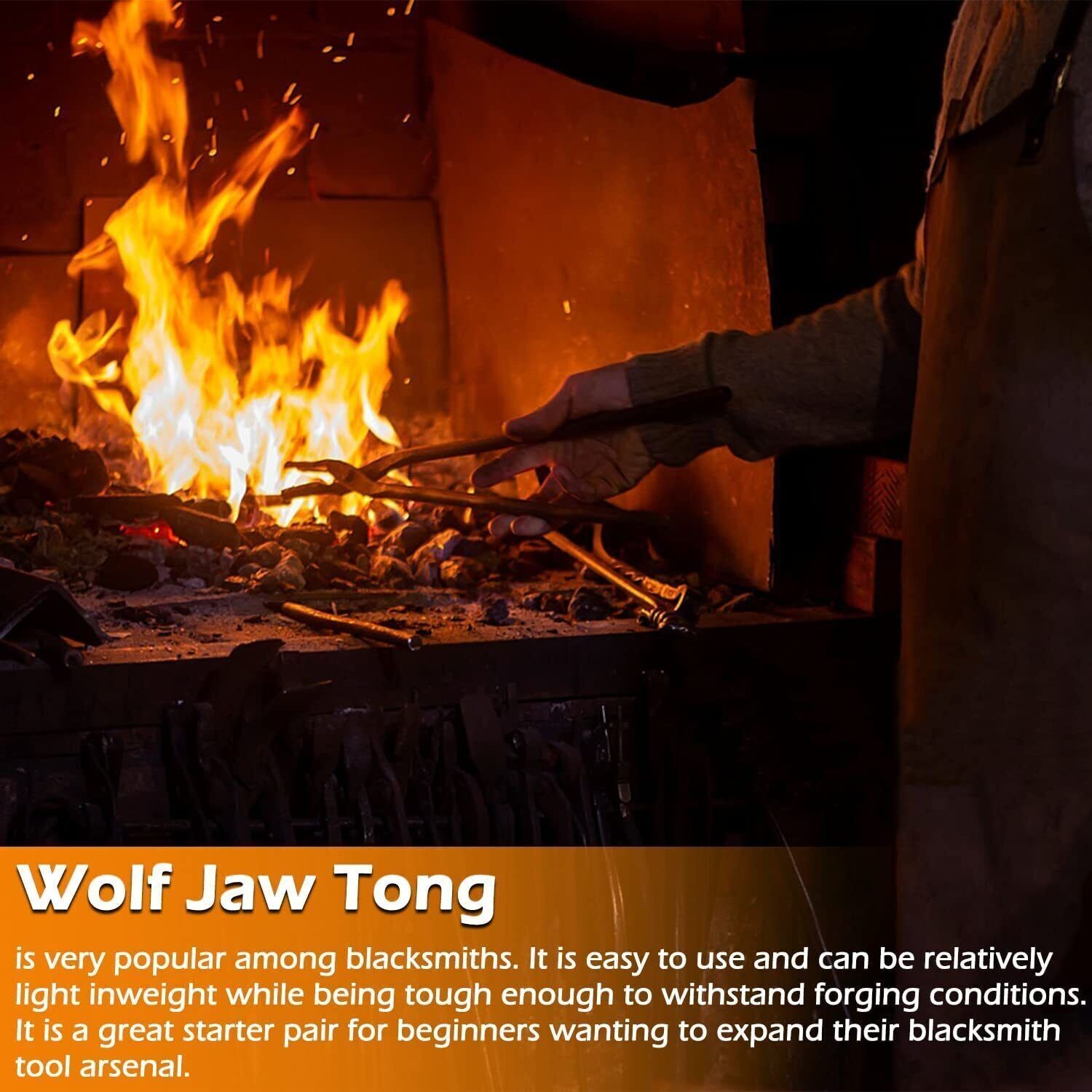 Knife Making Tong+Hammer Set Blacksmith Bladesmith 15″ Wolf Jaw Vise Forge Tool